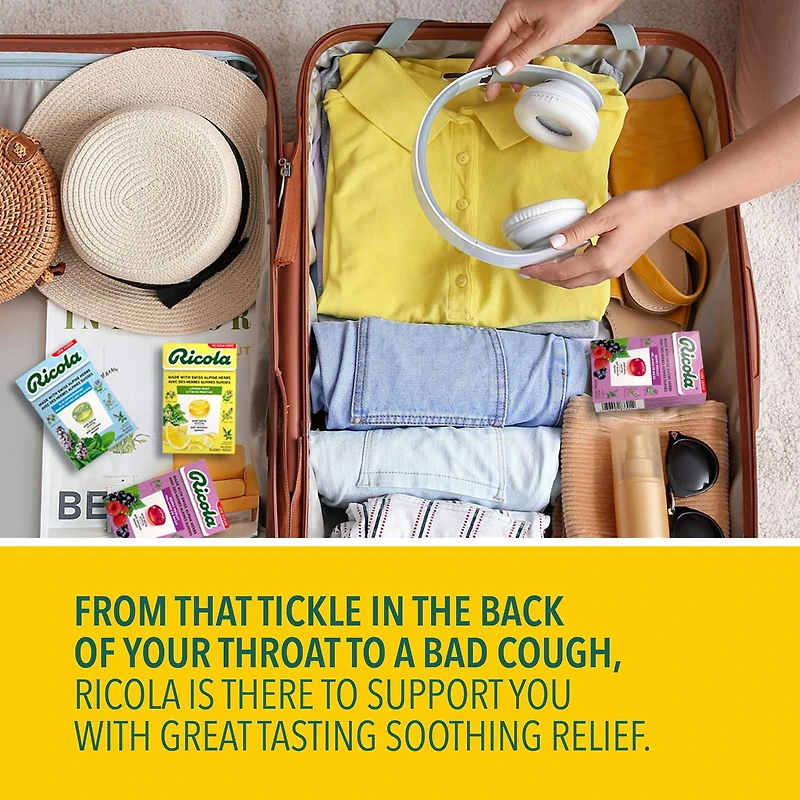 Boîte de Ricola Citron Menthe, Soulagement Naturel Pour La Gorge, Sans Sucre Ajouté