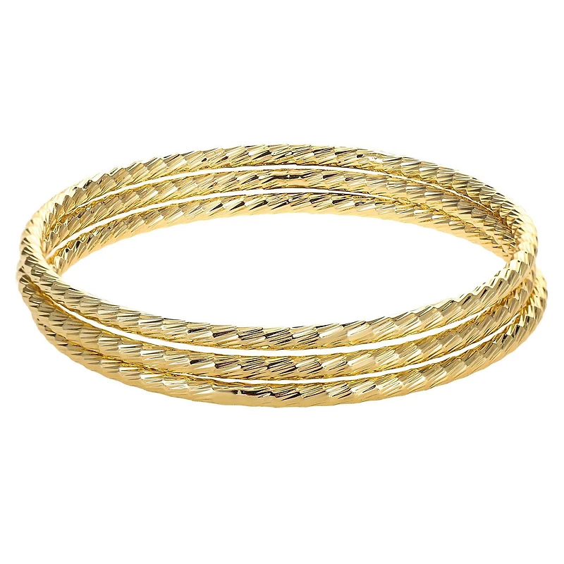 Luxury Designs Ensemble de 3 bracelets plaqués or taille diamant