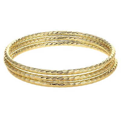 Luxury Designs Ensemble de 3 bracelets plaqués or taille diamant