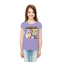 T-shirt à manches courtes Minecraft Animal Block pour fille