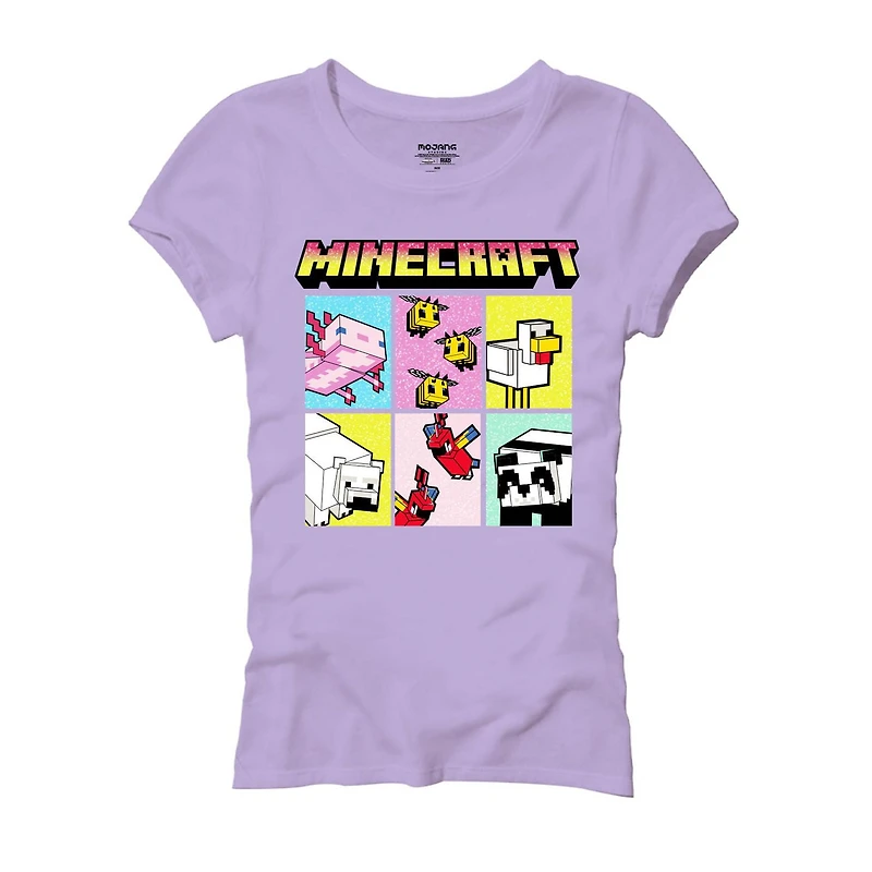 T-shirt à manches courtes Minecraft Animal Block pour fille