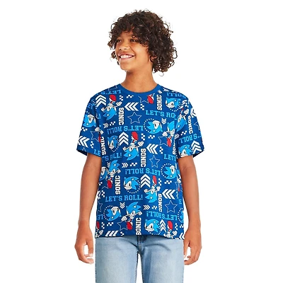 T-shirt à manches courtes Sonic le hérisson pour garçons Tailles TP–TG