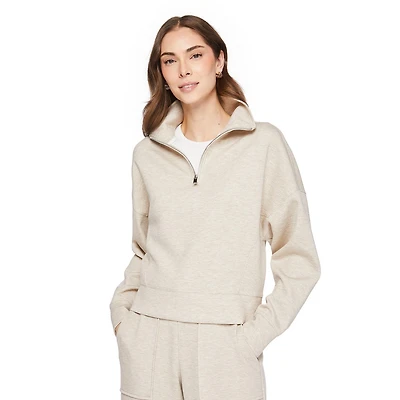 Chandail en scuba zippé au quart George pour femmes