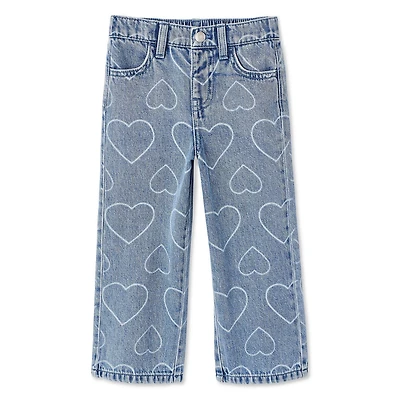 Jean imprimé à jambes larges George pour petites filles Tailles 2T-5T