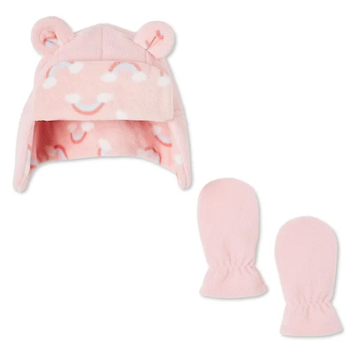 Ensemble 2 pièces avec chapeau de trappeur et mitaines George pour bébés filles