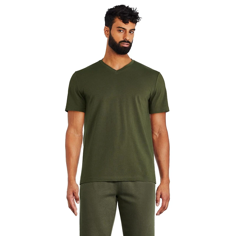 T-shirt extensible à encolure en V George pour hommes Tailles P-2XL