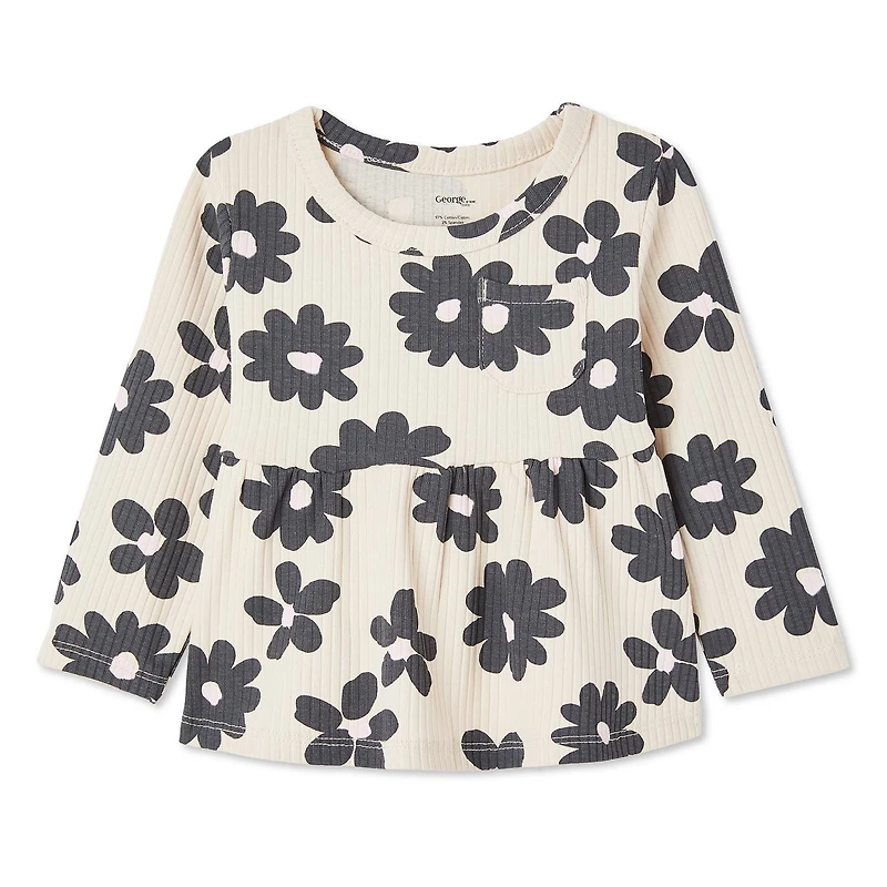 George Baby Girls' Rib Peplum Top