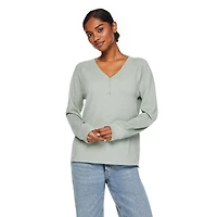 T-shirt côtelé avec col henley George pour femmes Tailles TP–TTG