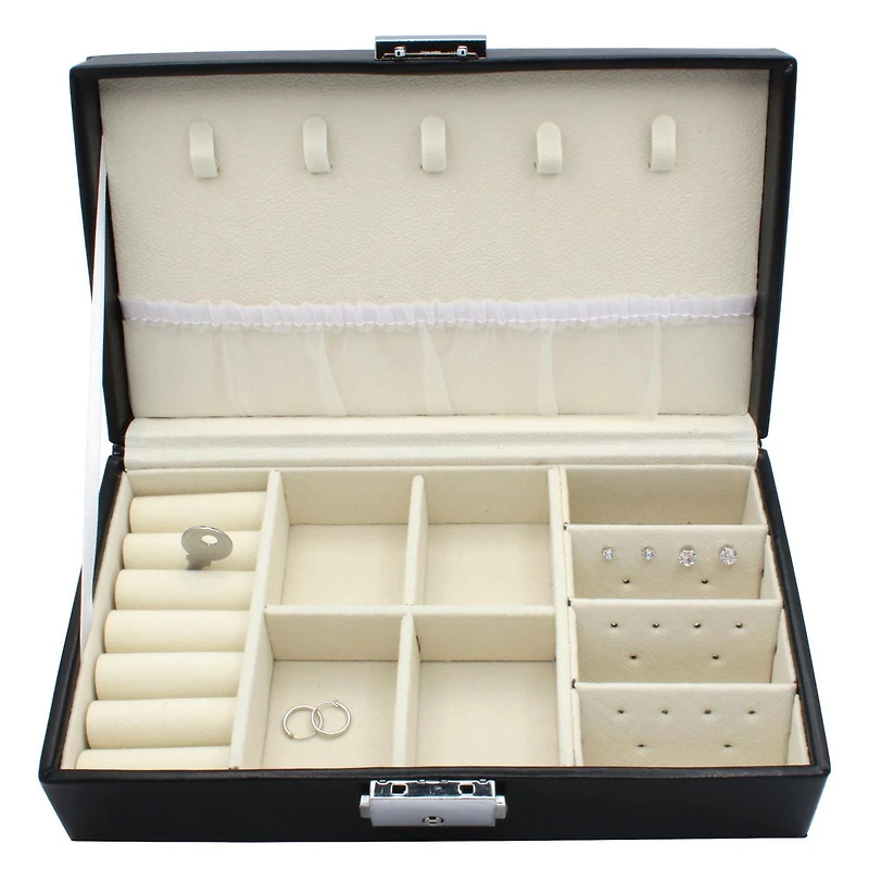 Rectangular Lock Closure Travel Jewelry Box