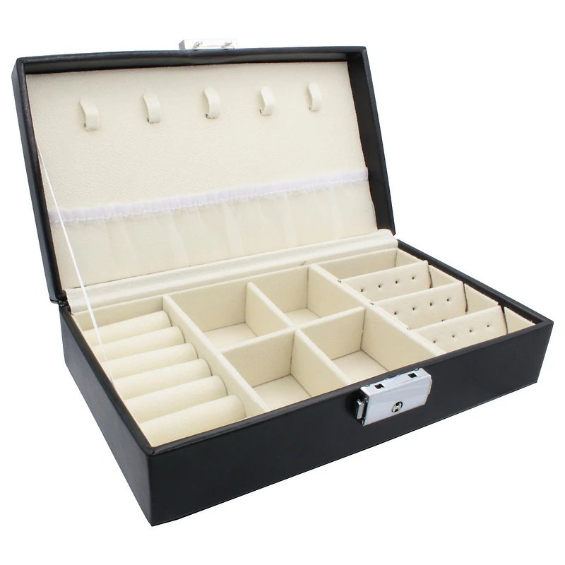 Rectangular Lock Closure Travel Jewelry Box
