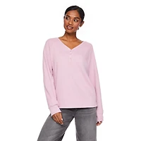 T-shirt côtelé avec col henley George pour femmes Tailles TP–TTG