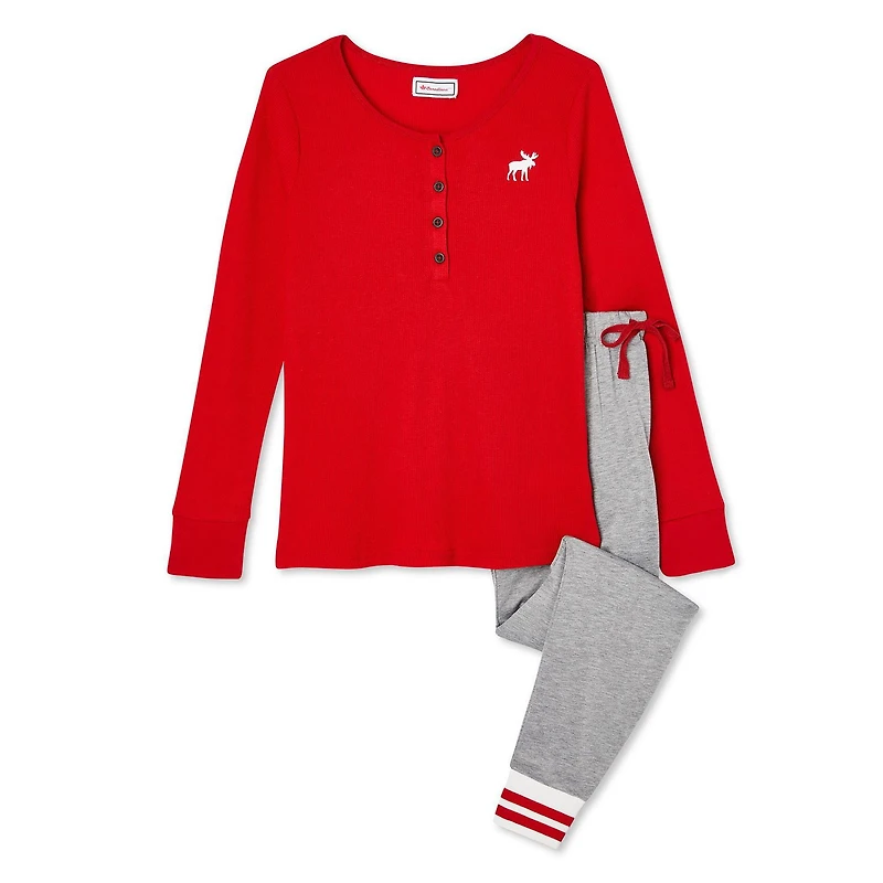 Canadiana Women’s Waffle Knit Pajamas 2-Piece Set