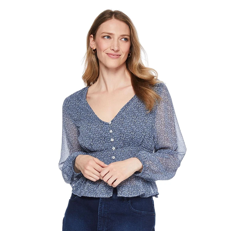 George Women's Smocked Blouse, Sizes XS-XXL