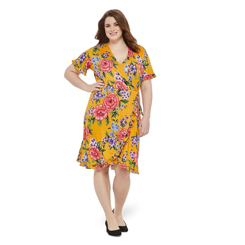 Robe portefeuille à volants George Plus pour femmes
