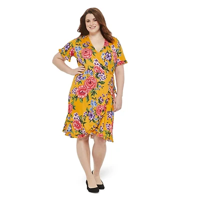 Robe portefeuille à volants George Plus pour femmes