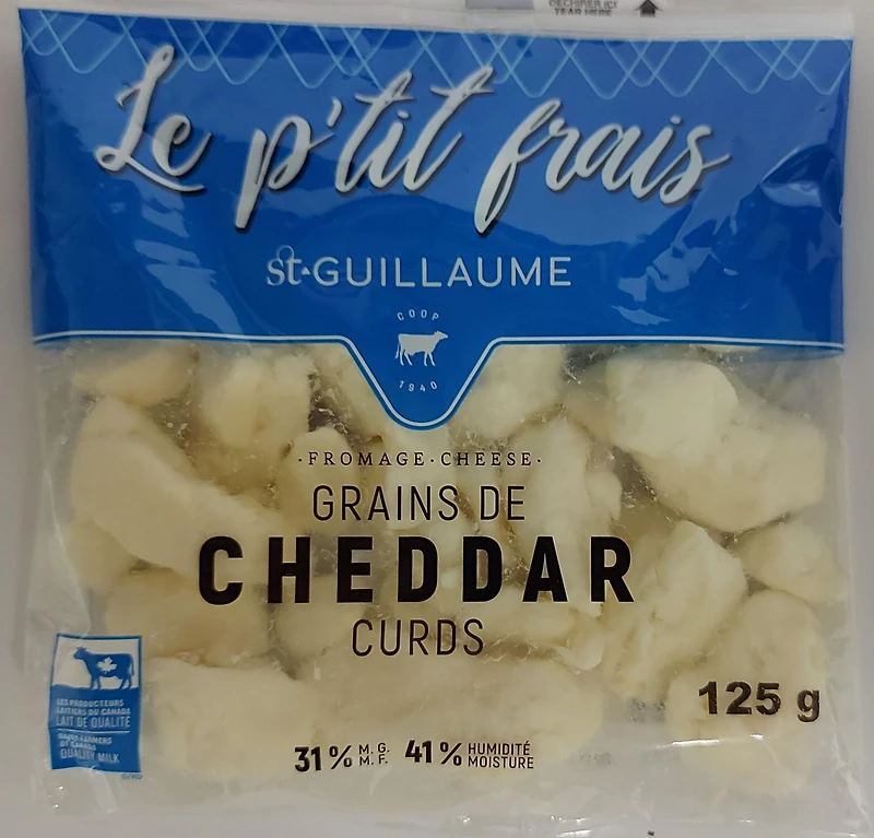 Fromagerie St-Guillaume 31% M.F. Le P'tit Frais Cheddar Curds Cheese 125g, Fresh curd cheese 125 g