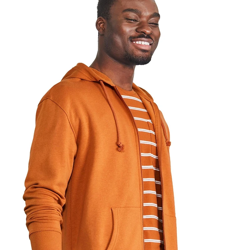 Haut à capuchon zippé sur la longueur George pour hommes Tailles P-2XL