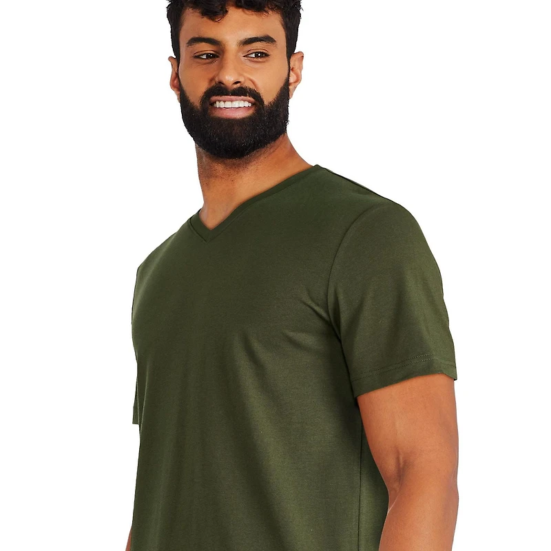 T-shirt extensible à encolure en V George pour hommes Tailles P-2XL