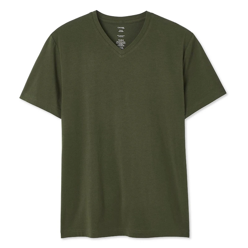 T-shirt extensible à encolure en V George pour hommes Tailles P-2XL
