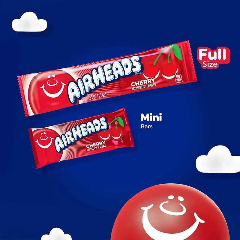 Airheads Singles, Cherry Candy, Individually Wrapped, 15.6g, Airheads Cherry Bar—chewy, bold, and fun!