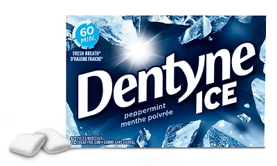 Dentyne Ice, Gomme sans sucre à la Menthe poivrée - 12 Morceaux