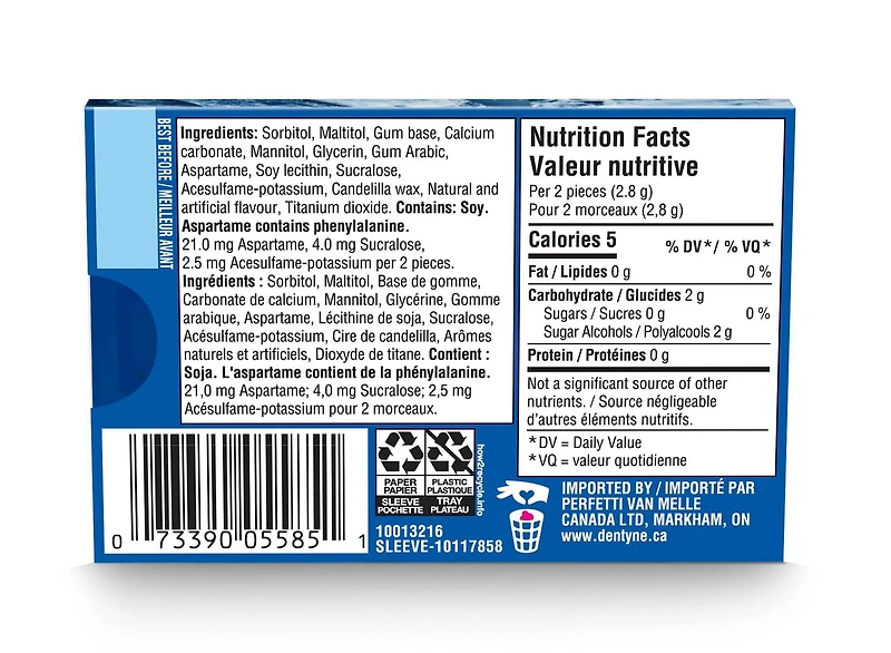 Dentyne Ice, Peppermint Sugar-free Gum Pack, 12 Pieces