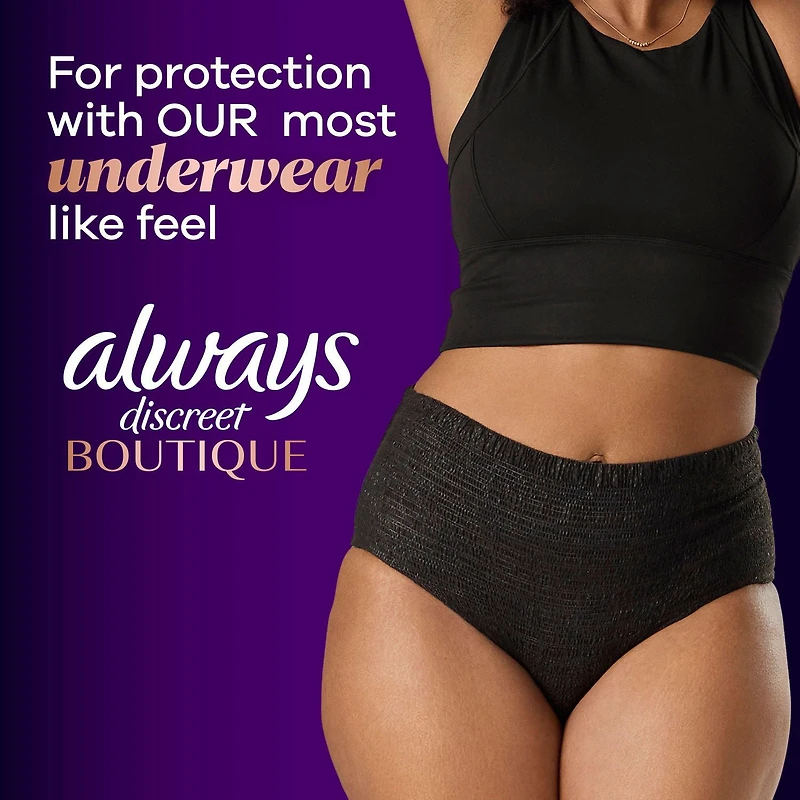 Always Discreet Adult Incontinence Underwear for Women and Postpartum Underwear, XXL, Up to 100% Bladder Leak Protection