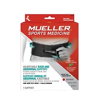 Mueller Green Adjustable Back and Abdominal Support, Black, One Size Fits Most