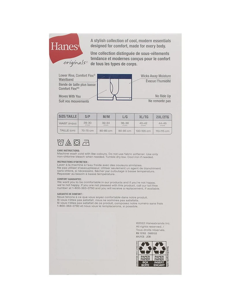 Caleçons pour hommes Hanes Originals, paquet de 4, extensibles, coupe moderne, frais et respirants Une collection élégante d'essentiels modernes conçus le confort, faite tous