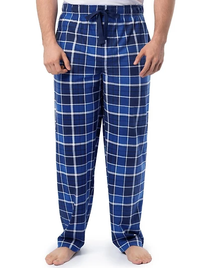 IZOD Men's Flannel Fleece Sleep Pant, dark blue plaid