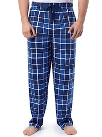 IZOD Men's Flannel Fleece Sleep Pant, dark blue plaid