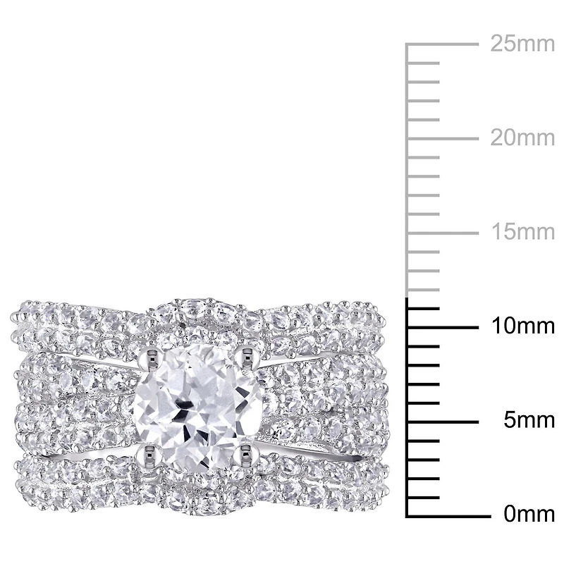 Ensemble nuptial avec saphirs blancs synthétiques 4,21 ct en argent sterling de Miabella