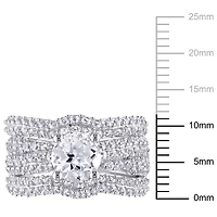 Ensemble nuptial avec saphirs blancs synthétiques 4,21 ct en argent sterling de Miabella
