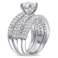Ensemble nuptial avec saphirs blancs synthétiques 4,21 ct en argent sterling de Miabella