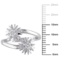 Miabella 0.14 ct White Topaz Sterling Silver Flower Ring