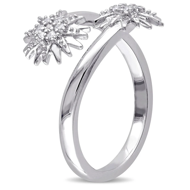 Miabella 0.14 ct White Topaz Sterling Silver Flower Ring