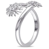 Miabella 0.14 ct White Topaz Sterling Silver Flower Ring