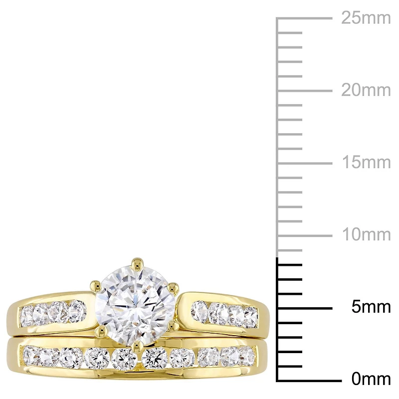 Miabella 2.60 ct Cubic zirconia Yellow Rhodium Plated Sterling Silver Bridal Set
