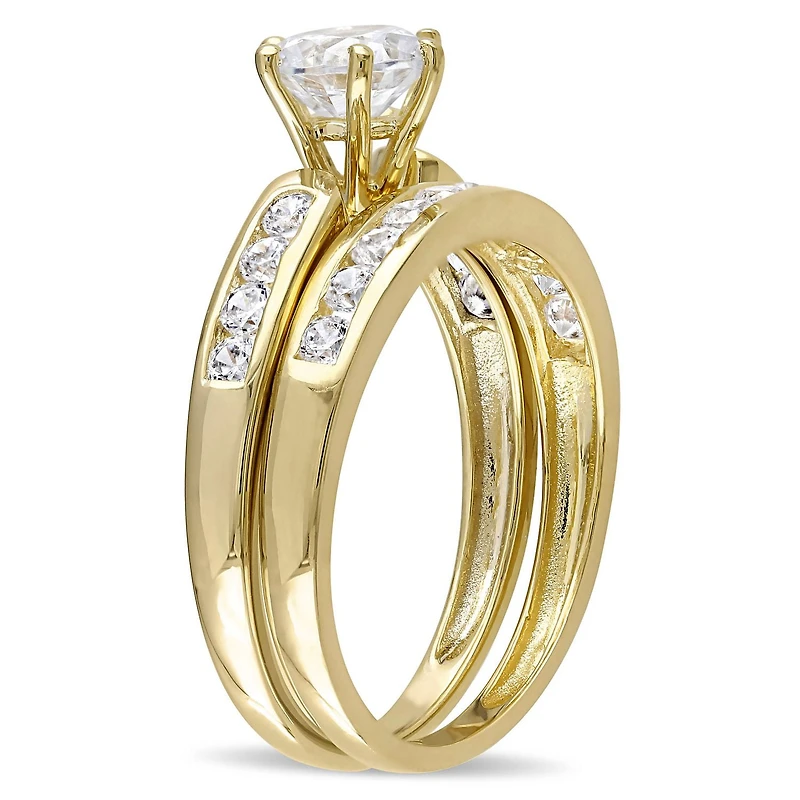 Miabella 2.60 ct Cubic zirconia Yellow Rhodium Plated Sterling Silver Bridal Set