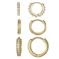 Luxury Designs Gold Plated Trio Huggie Hoop Earring Set