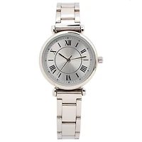 Montre pour femme à mouvement quartz – ton argent avec chiffres romains et bracelet métallique Montre tendance pour femmes