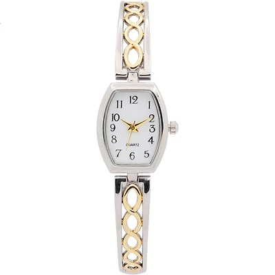 Women's Two-Tone half Bangle Watch, Ladies Fashion Watch