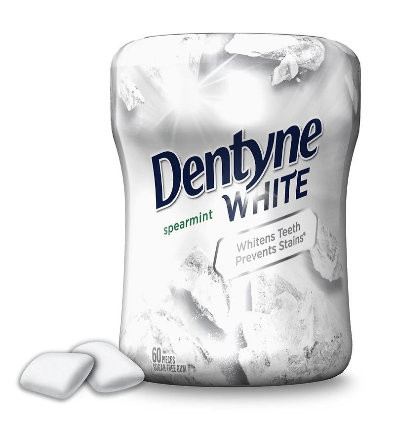 Dentyne White, Gomme sans sucre à la menthe verte - 60 Morceaux Gomme Dentyne White 60 mcx pour sourire brillant