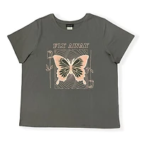 T-shirt à manches courtes et ourlet droit taille plus pour femme