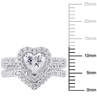 Ensemble nuptial en forme de cœur avec zircons cubiques 1,36 ct en argent sterling de Miabella