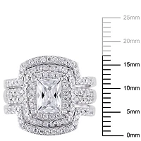 Ensemble nuptial avec zircons cubiques 4,12 ct en argent sterling de Miabella