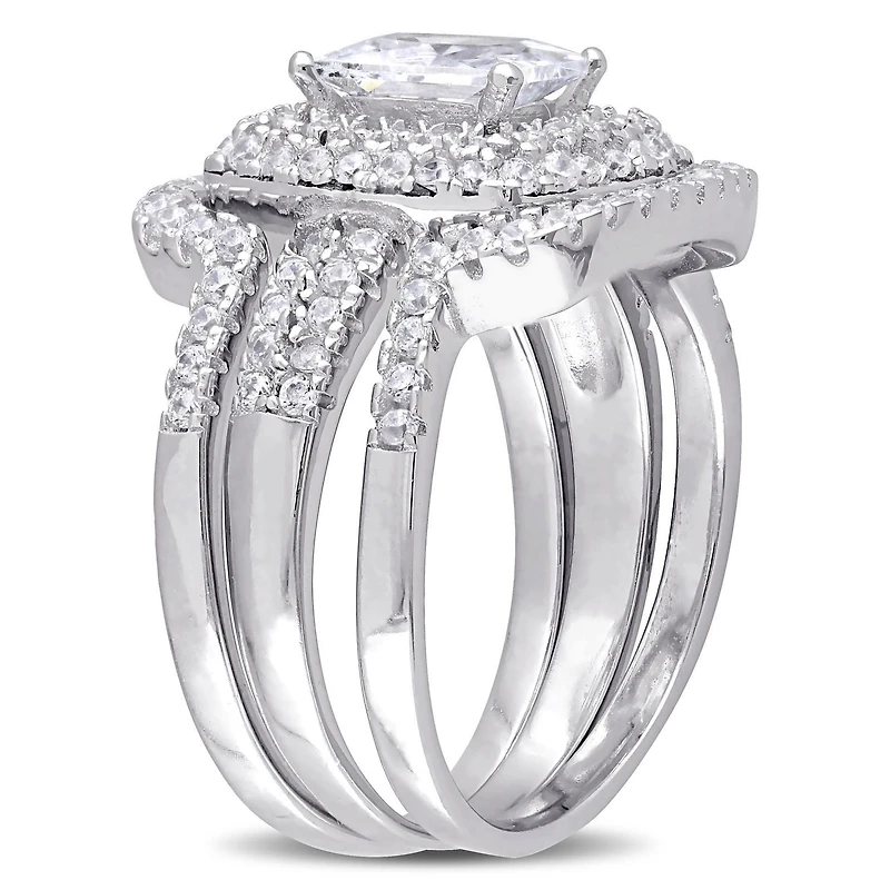 Ensemble nuptial avec zircons cubiques 4,12 ct en argent sterling de Miabella