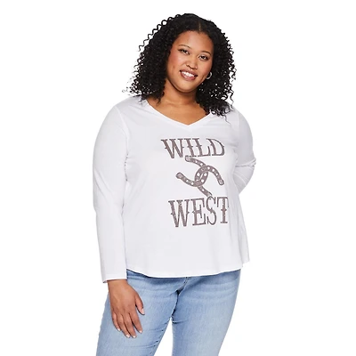 T-shirt à encolure en V George Plus pour femmes Tailles 1X-4X