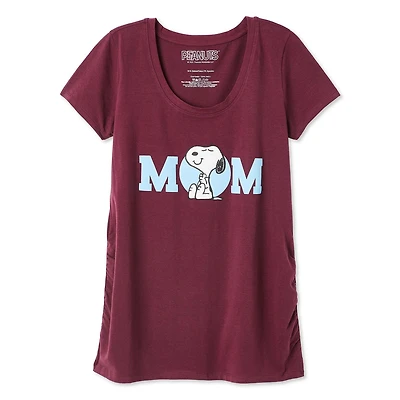 Peanuts Women's Maternity Snoopy Ruched Tee