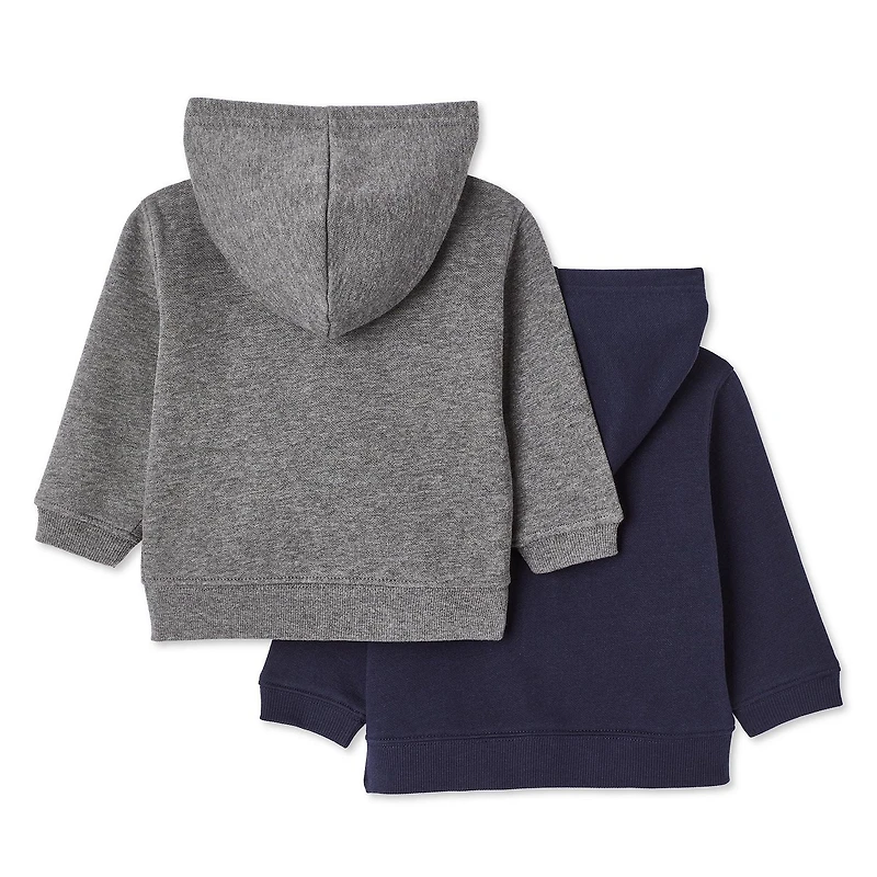 Lot de 2 hauts à capuchon zippés sur la longueur George collection non genrée pour nourrissons